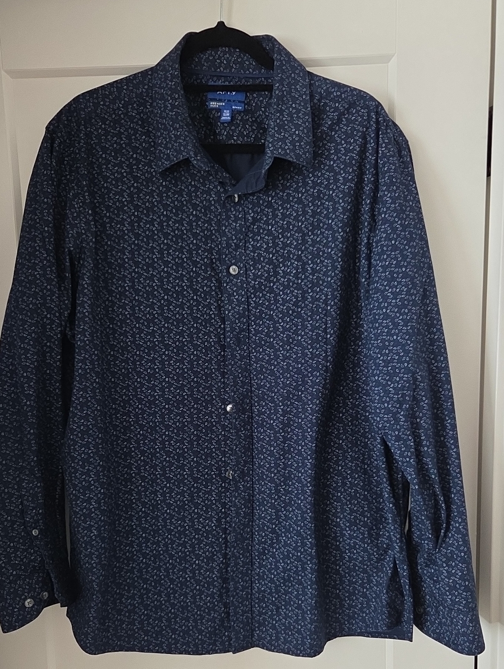 Apt 9 XL Slim Men's Navy Micro-Print Long-Sleeve Button-Up Shirt
